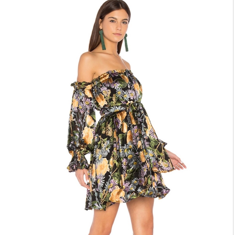 For love and lemons  silk off-shoulder mini dress - Picture 3 of 8